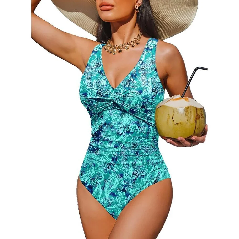 Women Tummy Control One Piece Swimsuit Push Up Full Coverage Swimsuit
